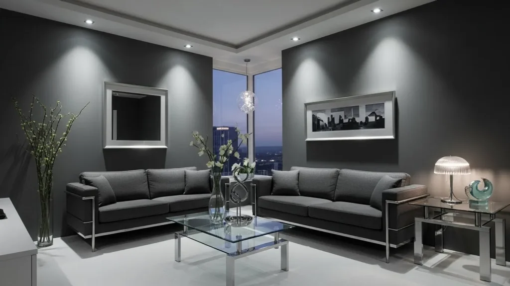 Gunmetal gray paint creating a modern and stylish small space