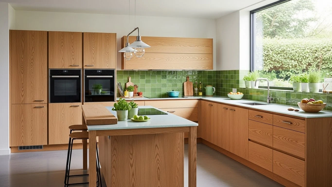 Sustainable kitchen cabinets crafted from eco-friendly materials and natural wood
