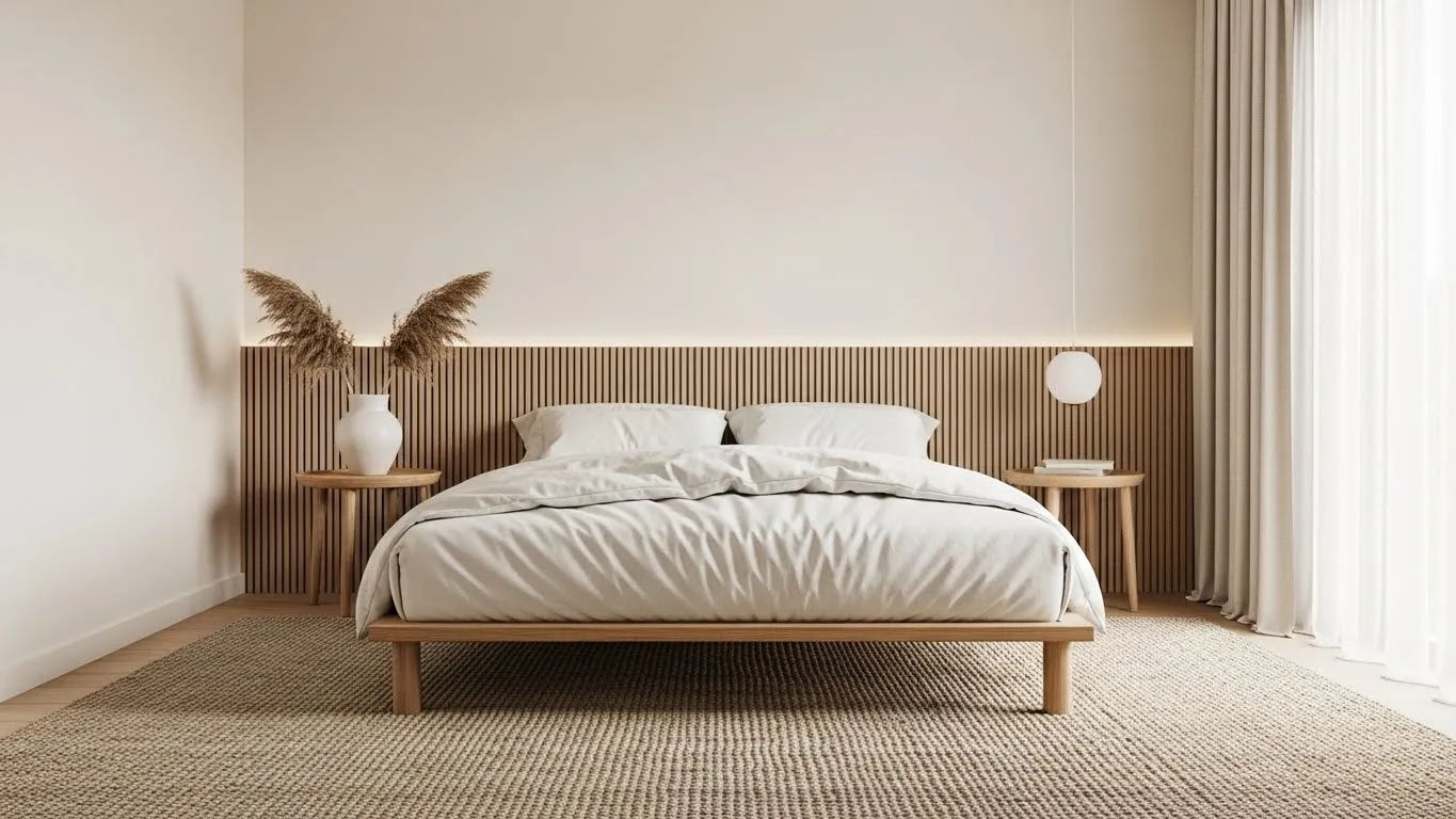 Minimalist organic modern bedroom with clean styling