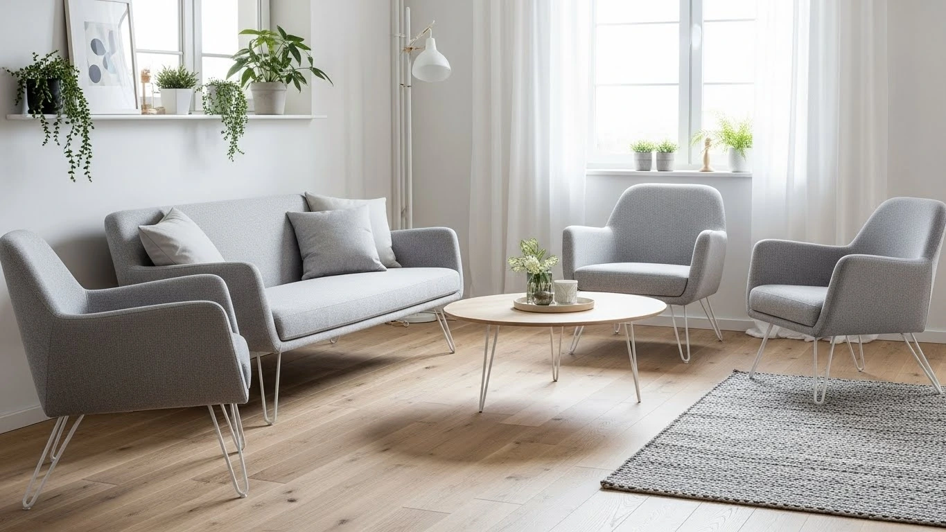 Open-leg furniture that creates a lighter feel in a small living room