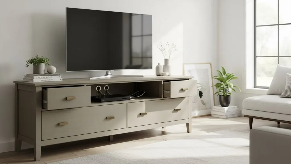 Old dresser transformed into a modern TV console