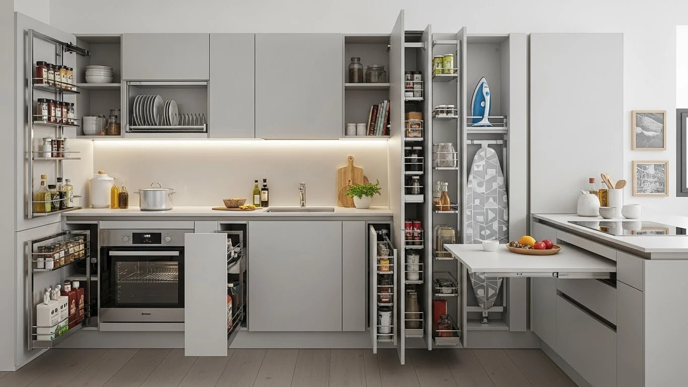 Space-saving kitchen cabinets designed for small kitchens with smart storage
