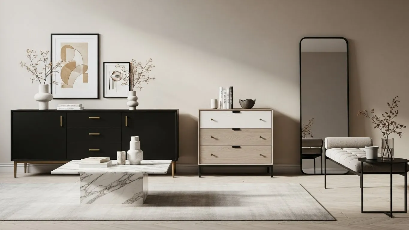 Upcycled old furniture ideas styled in a modern luxury living room interior