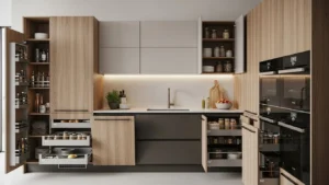Modern kitchen featuring 2026 kitchen cabinet ideas with smart storage, luxury finishes, and contemporary design trends