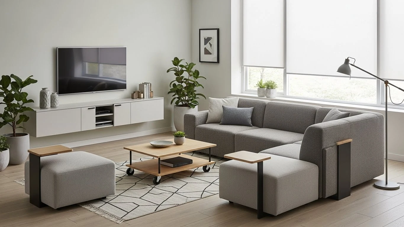 Modular furniture that adapts easily to small living room layouts