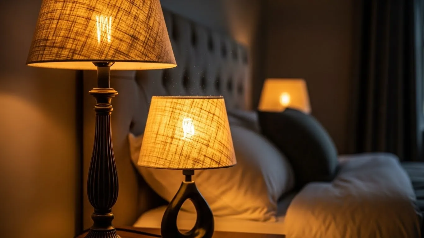 Warm light bulbs creating a relaxing and cozy bedroom environment