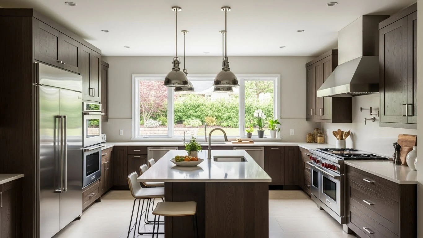 Functional kitchen layout designed for easy movement and efficient cooking