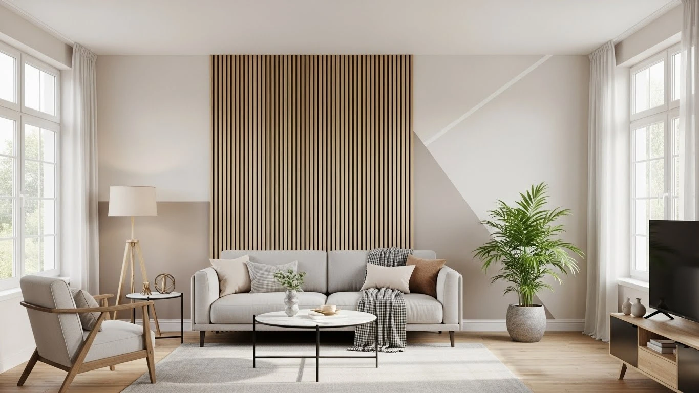 Modern luxury bathroom design featuring a freestanding bathtub, marble tiles, floating wood vanity, and frameless glass shower