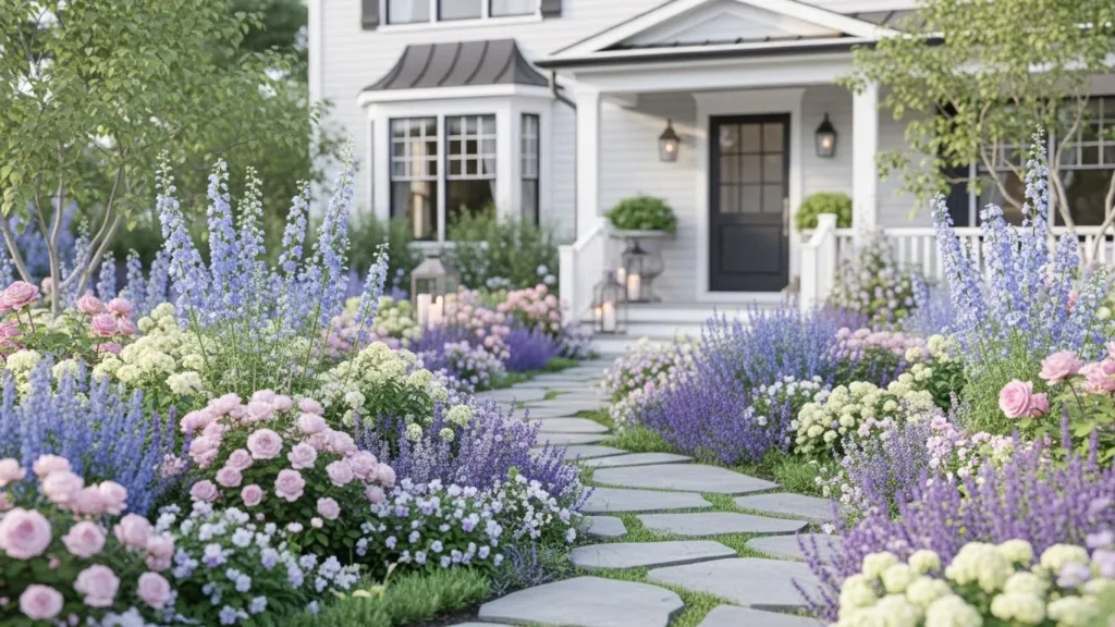 Cottage-style flower garden revival in front yard design