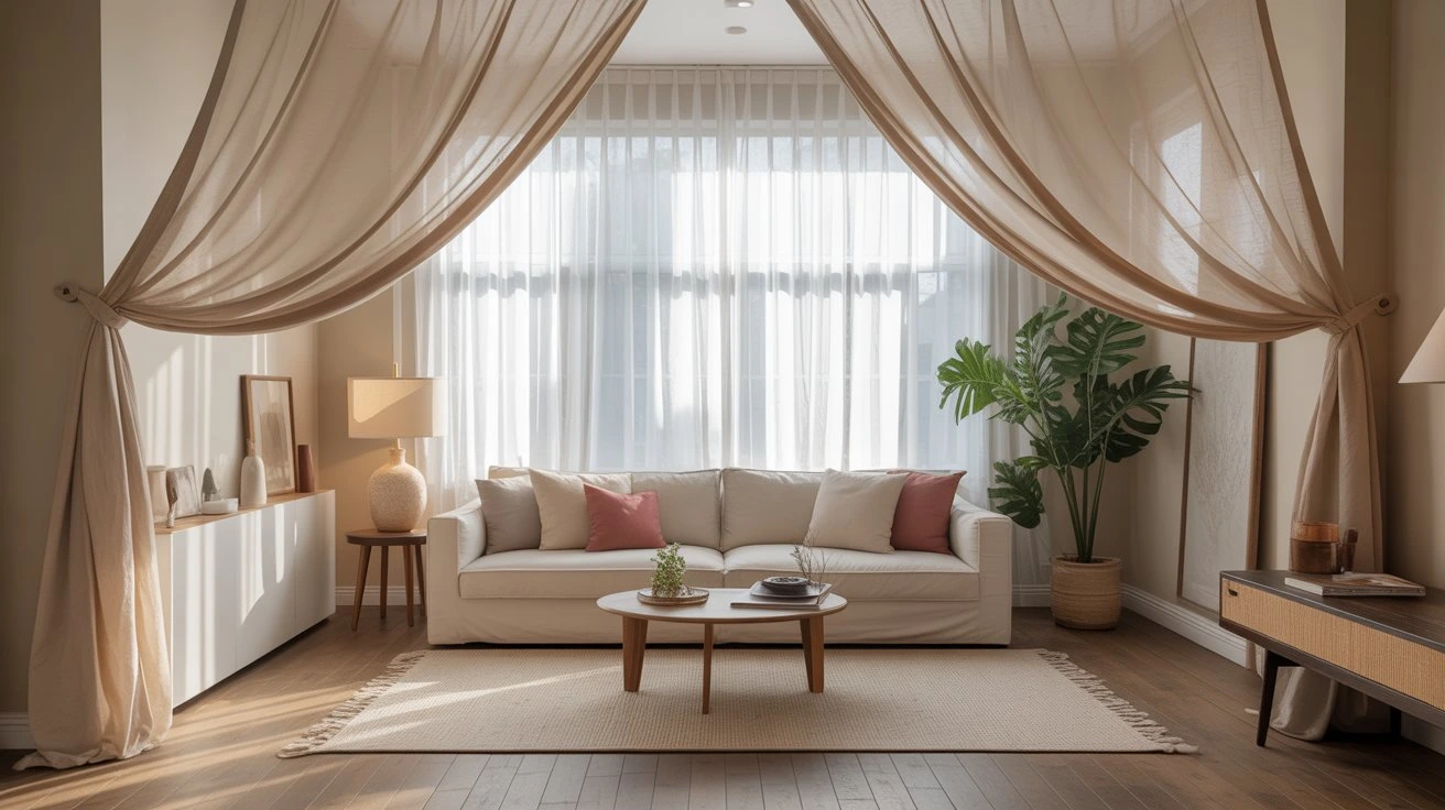 Curtain placement ideas that make a small living room appear taller