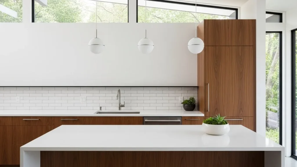 Minimal decor in mid century modern kitchen