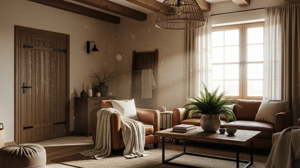 Rustic home decor with warm earthy color palette