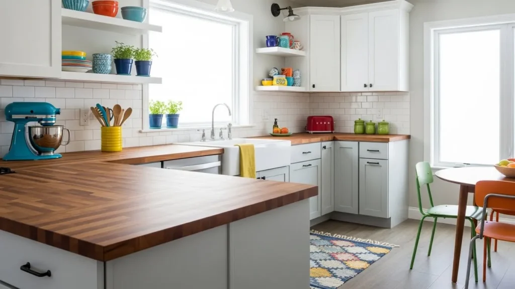 Kitchen with butcher block countertop