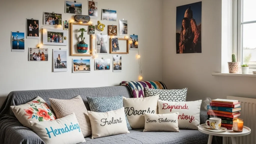 Personalized bedroom couch setup