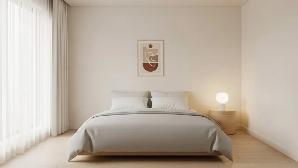 Minimalist bedroom designed with only essential furniture pieces