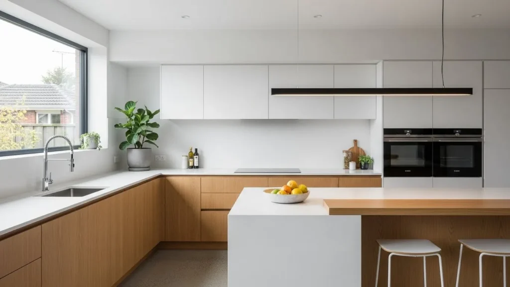 Clear countertops in open kitchen