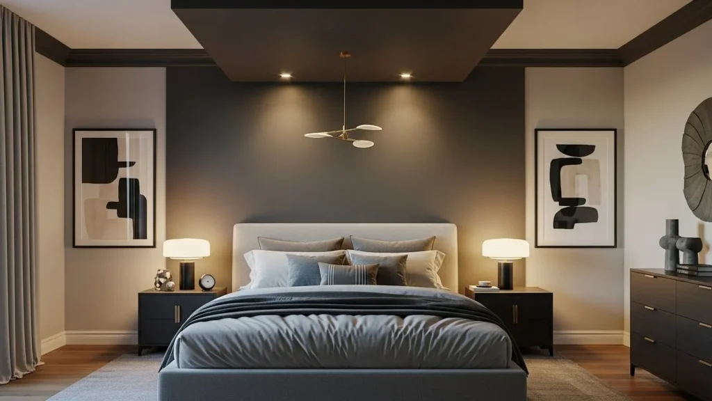 Bedroom accent wall extending to ceiling