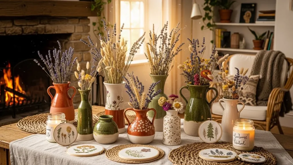 Handmade DIY items used in cottagecore decor