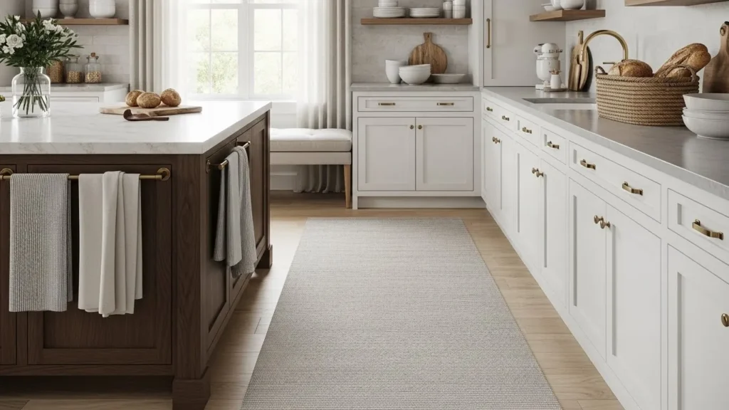 Cozy Textiles in Modern Kitchen
