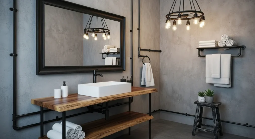 Industrial gray bathroom with concrete finish