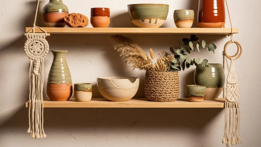 Imperfect handmade accessories in boho decor