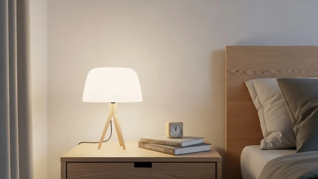 Minimalist bedroom nightstand with simple and clean styling