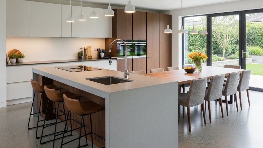 Extended dining modern kitchen island