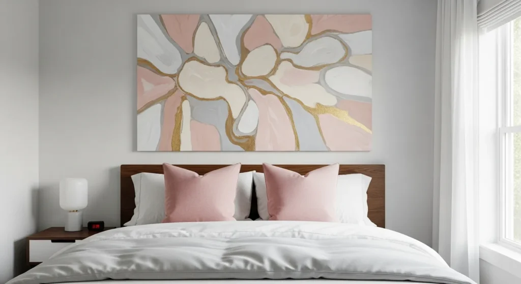 Blush pink wall art bedroom