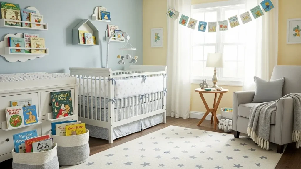 Nursery ideas using books as decor