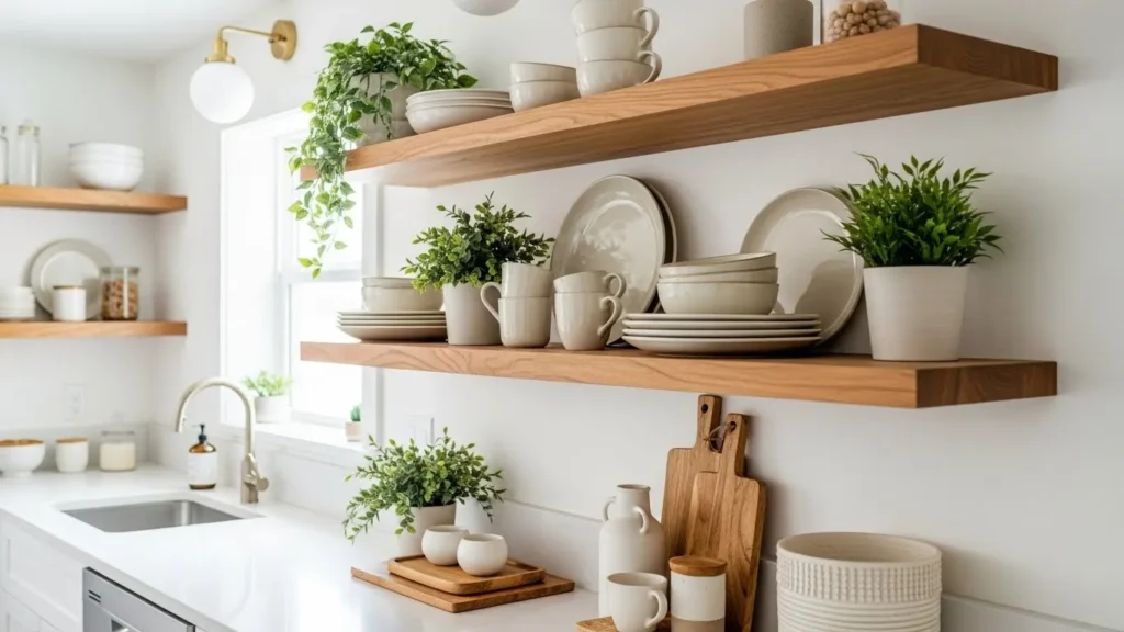 Open Shelving in a Modern Kitchen