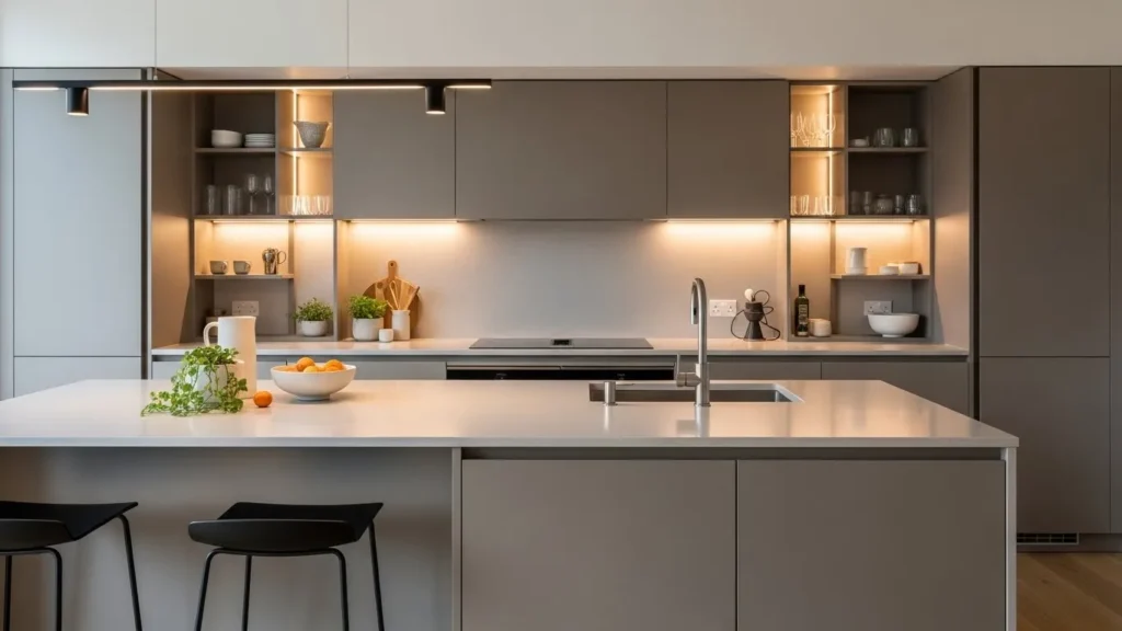 Matte finish cabinets in a modern kitchen design