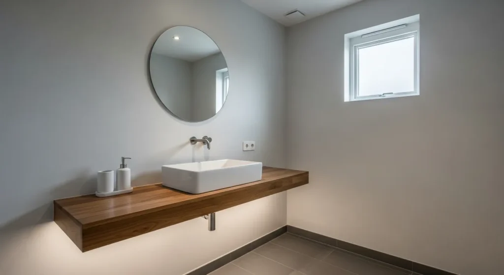 Minimal accessories in boys bathroom