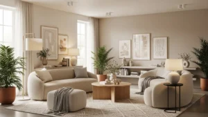 Stylish living room ideas for 2026 with modern furniture and warm tones