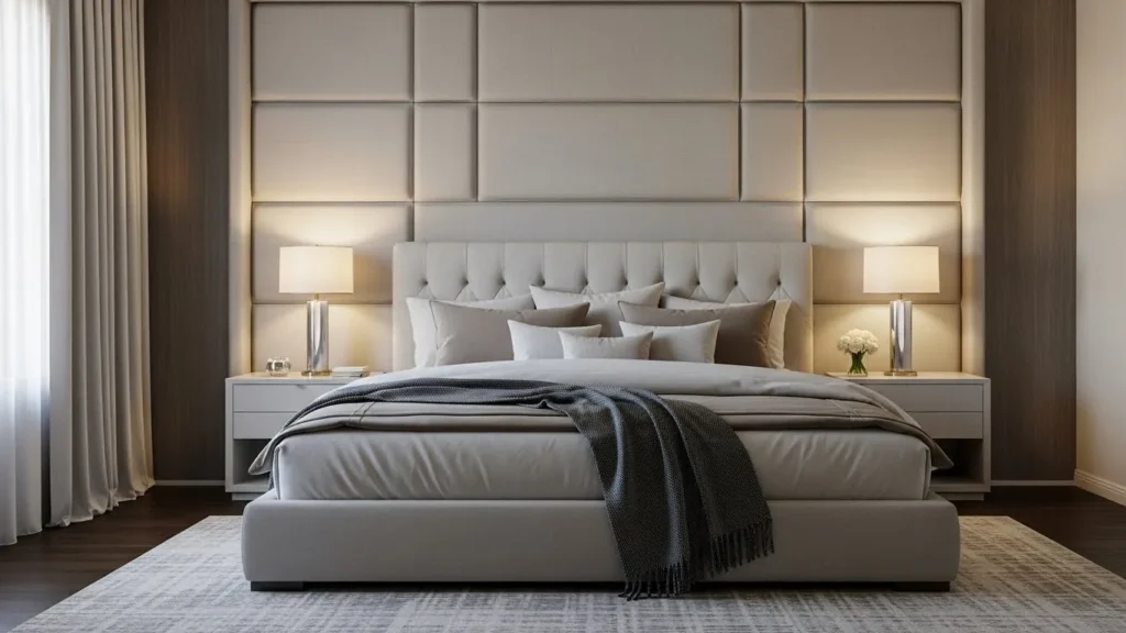 Upholstered bedroom accent wall