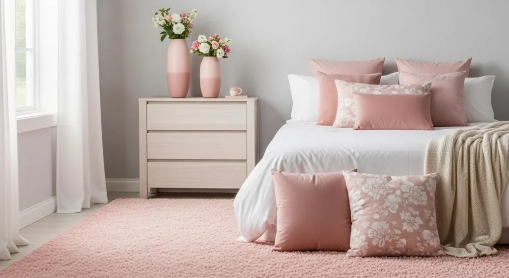 Blush pink bedroom accessories