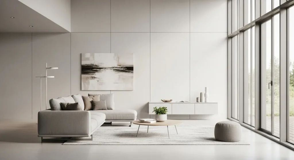 Low-profile furniture in a contemporary living room