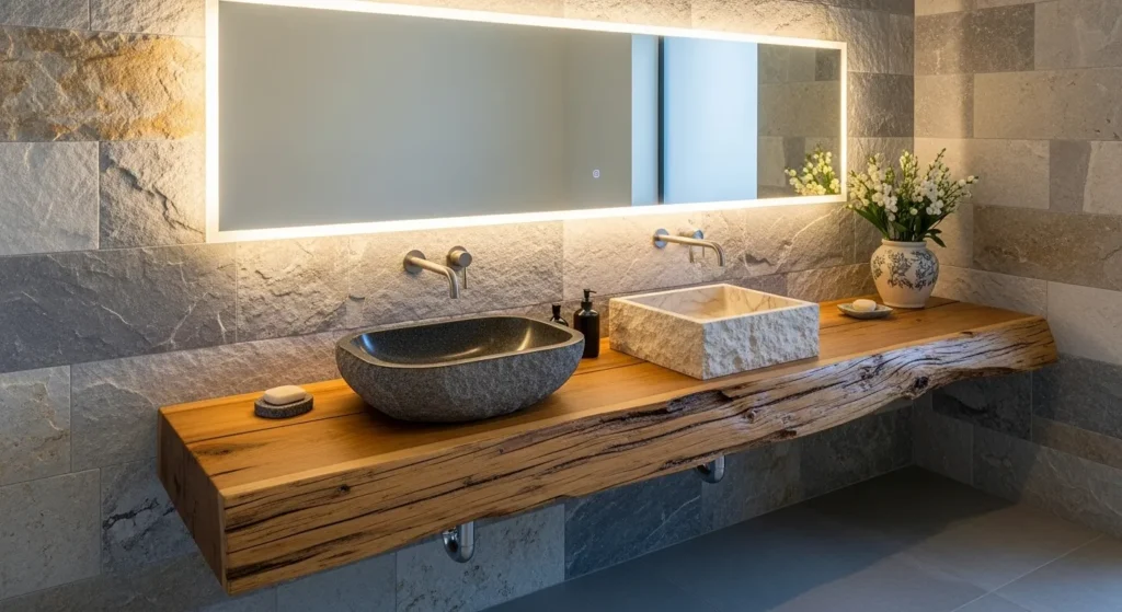 Wooden bathroom vanity