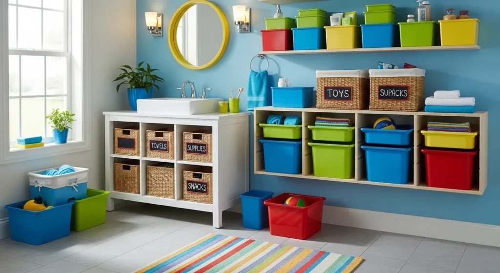 Fun storage ideas for boys bathroom