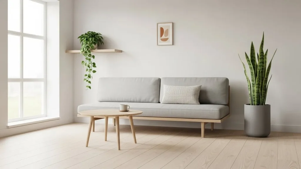 Indoor plants in minimalist home decor