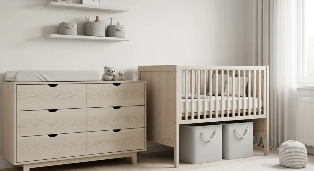 Hidden storage ideas for minimalist nursery
