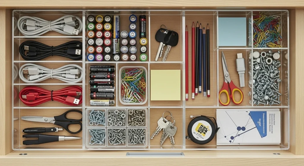 organized drawer with compartments