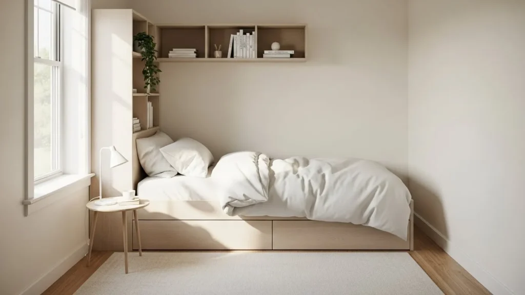 Small bedroom corner bed layout idea