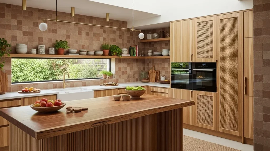 Textured materials in organic modern kitchen