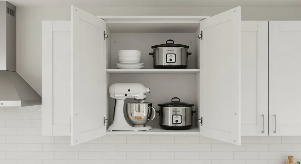 Storing rarely used appliances in small kitchen cabinets