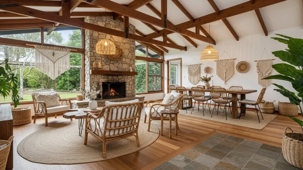 Natural materials used in house interior design