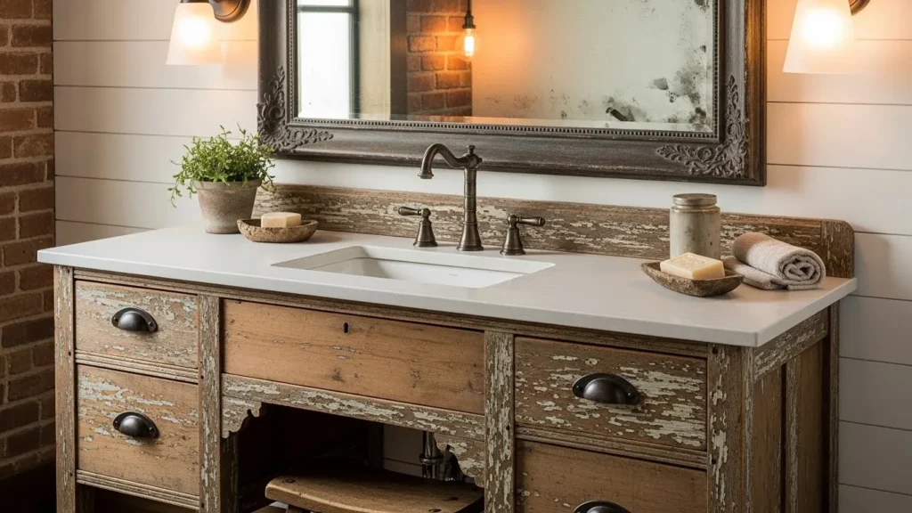 Vintage home decor showing repurposed furniture for functional charm