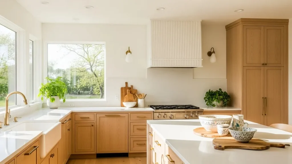 Natural light in simple organic modern kitchen