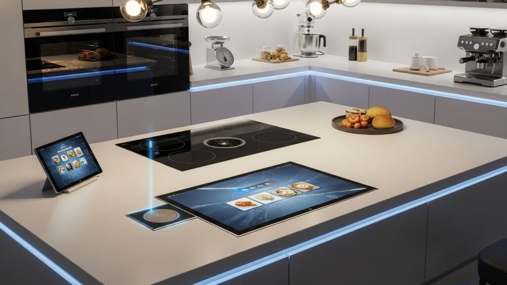 Smart kitchen island with built-in technology