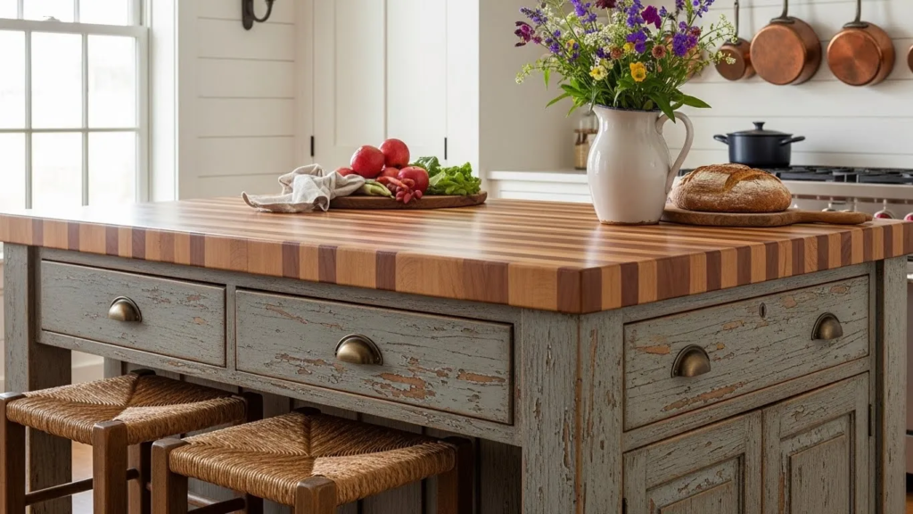 Kitchen island with built-in sink