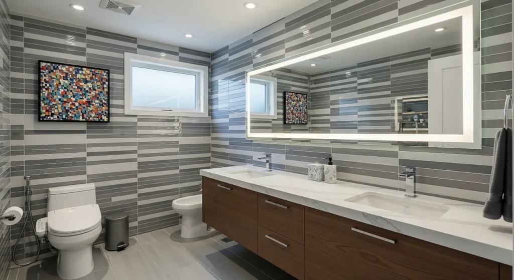 Durable materials used in boys bathroom